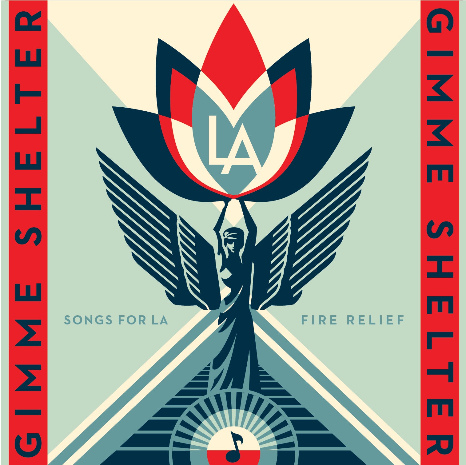 Gimme Shelter: Songs for LA Fire Relief 2-LP featuring Shepard Fairey design