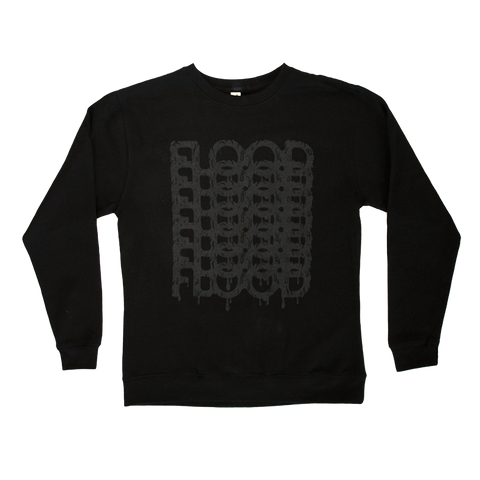 FLOOD Stack Logo Black Crewneck Sweatshirt