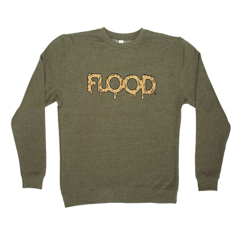 FLOOD Gold Logo Green Crewneck Sweatshirt